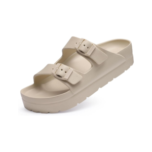 Women's Milk White Buckle Slide Sandals