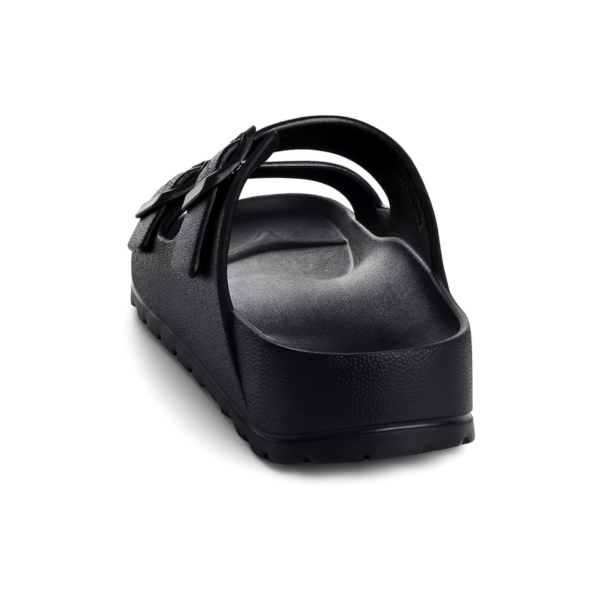 Women's Black Buckle Slide Sandals