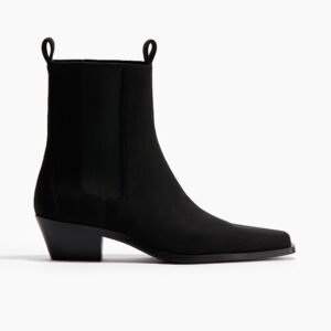 boot Square Toe Black Ankle Boots